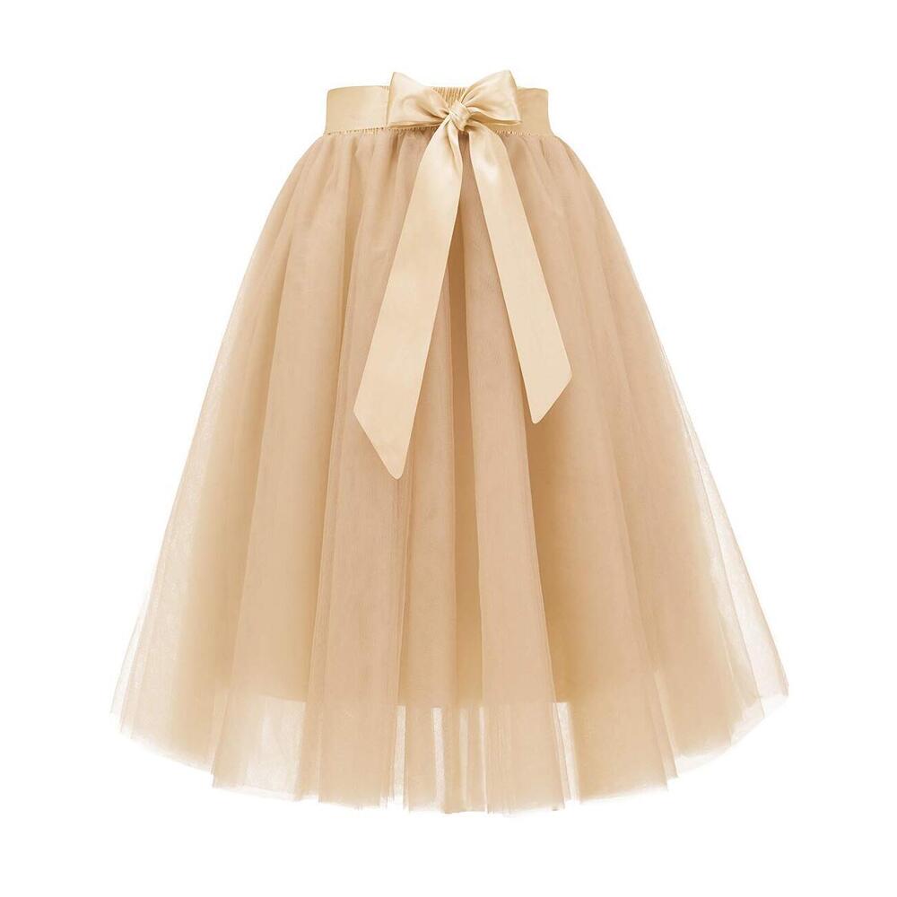 9088 Tulle Tutu Skirt Fluffy Princess Five Layers A line Knee Length